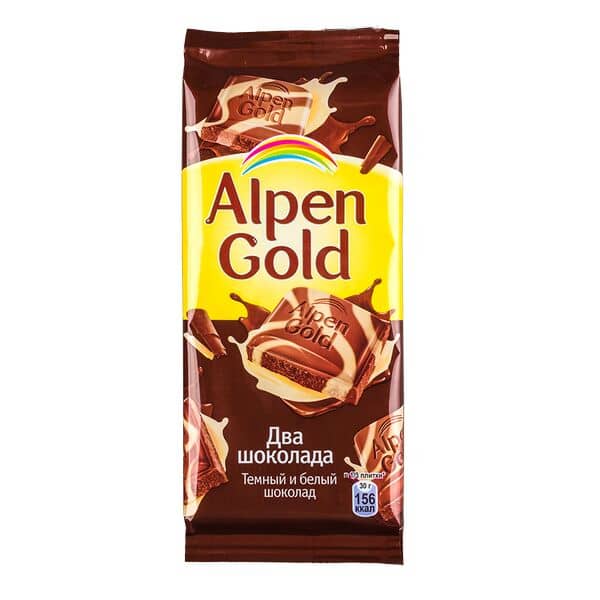 Шоколад "Alpen Gold" 80г, два шоколада