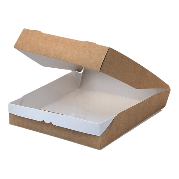 Контейнер бумажный универсальный 1500 мл "FoodToGo" 200*200*40 мм с окном БЫСТРОСБОРНЫЙ, Крафт
